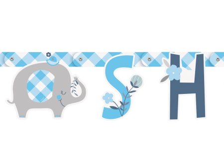 Blue Floral Elephant  Baby Shower  Jointed Banner Online Hot Sale