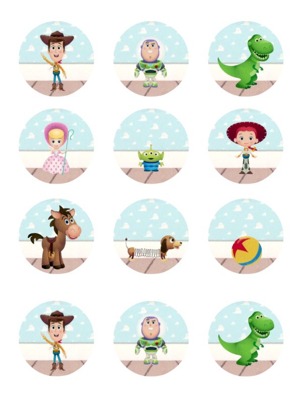 Toy Story Toys Woody Jessie Buzz Lightyear and Bo Peep Edible Cupcake Topper Images ABPID57649 For Discount