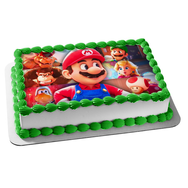 Super Mario Brothers Movie Toad Princess Peach and Bowser Edible Cake Topper Image ABPID57517 Online now