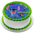 Lilo and Stitch with a Blue Green Fade Background Edible Cake Topper Image ABPID57654 Discount