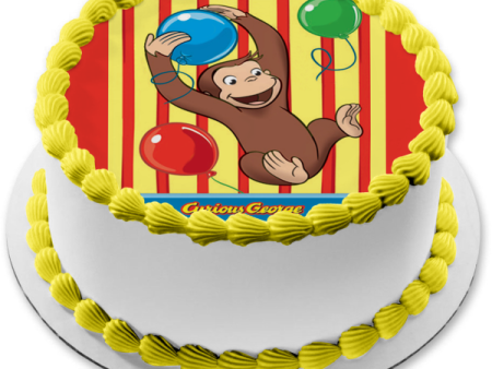 Curious George Balloons and a Circus Background Edible Cake Topper Image ABPID57658 Online now