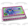 Lilo and Stitch with a Blue Green Fade Background Edible Cake Topper Image ABPID57654 Discount