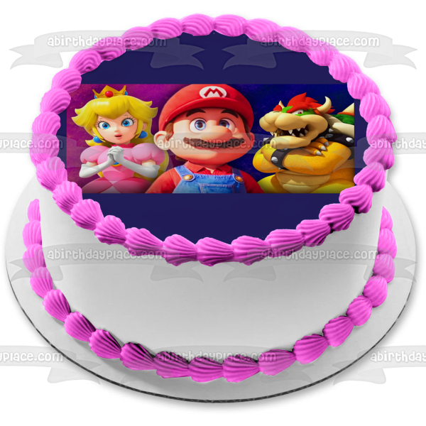 Super Mario Brothers Movie Mario Bowser and Princess Peach Edible Cake Topper Image ABPID57512 Online now