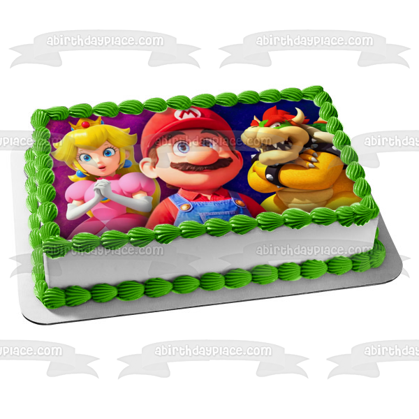 Super Mario Brothers Movie Mario Bowser and Princess Peach Edible Cake Topper Image ABPID57512 Online now