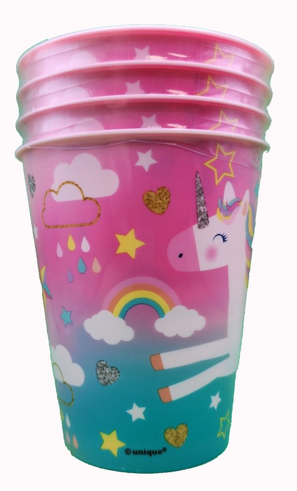 Unicorn 10oz Plastic Stadium Cups, 4ct For Cheap