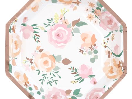 Pink Blooms Octagon Shaped 8.25  Plates, 8ct Online now