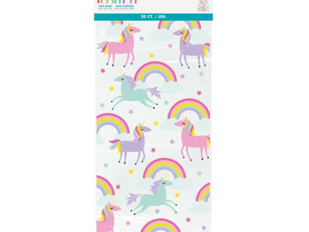 Rainbow & Unicorn Cellophane Bags, 20ct Sale