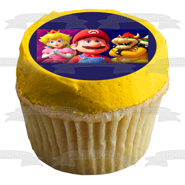 Super Mario Brothers Movie Mario Bowser and Princess Peach Edible Cake Topper Image ABPID57512 Online now