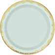 Scalloped Gold & Light Blue Round 9  Dinner Plate, 8ct Online