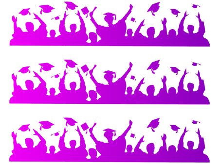 Hats Off Graduation Pink and Purple Strips Edible Cake Topper Image Strips ABPID57659 For Discount