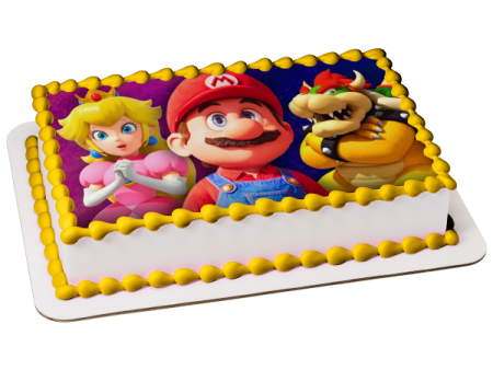 Super Mario Brothers Movie Mario Bowser and Princess Peach Edible Cake Topper Image ABPID57512 Online now