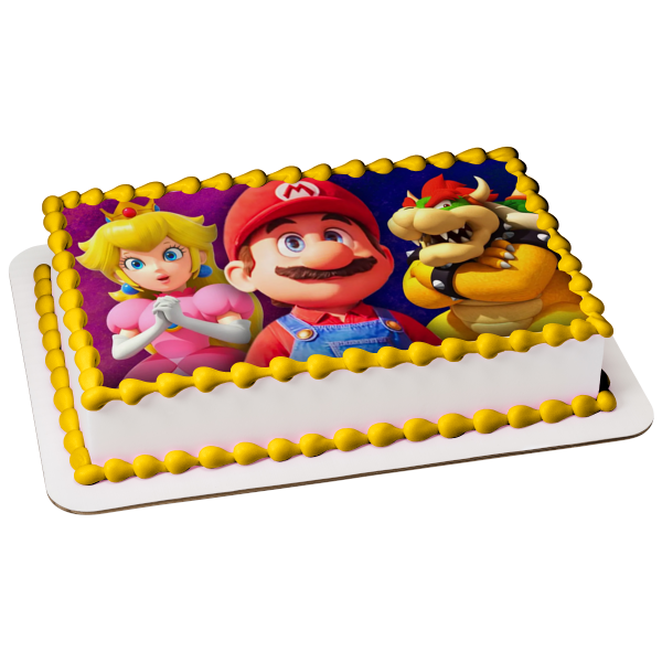 Super Mario Brothers Movie Mario Bowser and Princess Peach Edible Cake Topper Image ABPID57512 Online now