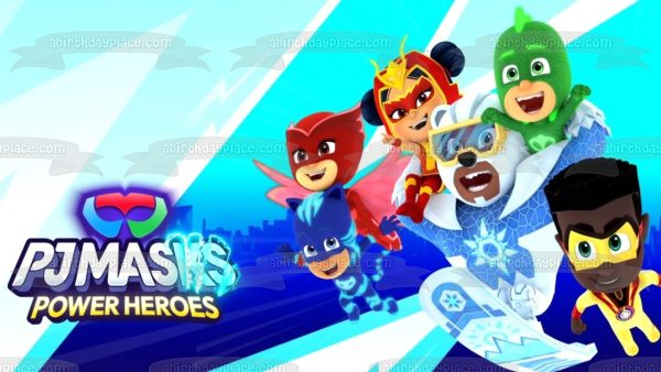 Pj Masks Power Heroes Catboy Owlette Gekko an Yu Newton Star and Ice Cub Edible Cake Topper Image ABPID57538 Sale