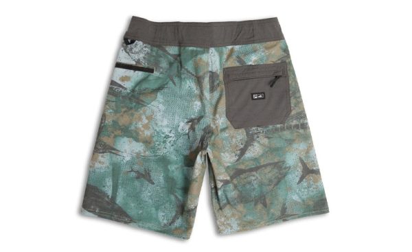 Pelagic Deep Drop Youth Shorts - Open Seas Camo Army Green Discount