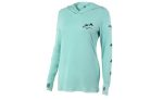 Pelagic Womens Ultratek Hooded Shirt Gyotaku Turquoise Hot on Sale