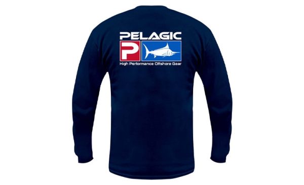 Pelagic Shirt Deluxe Logo Navy - Long Sleeve Tee Hot on Sale