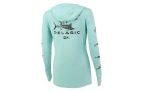 Pelagic Womens Ultratek Hooded Shirt Gyotaku Turquoise Hot on Sale