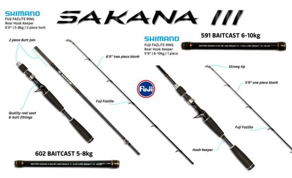 Shimano Sakana 3 Rod Baitcast Rod Series For Sale