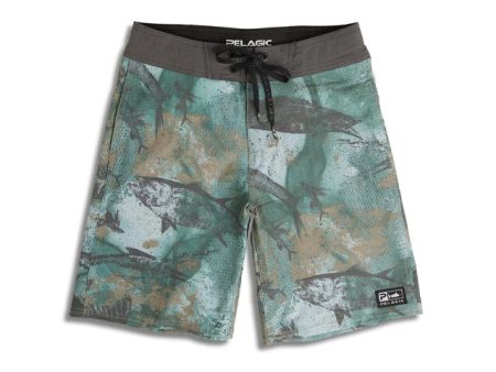 Pelagic Deep Drop Youth Shorts - Open Seas Camo Army Green Discount