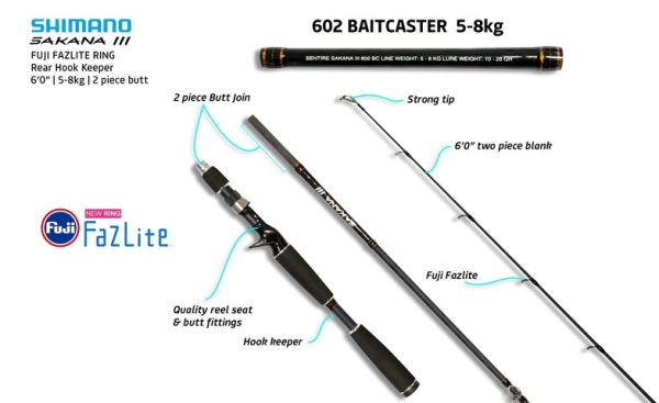 Shimano Sakana 3 Rod Baitcast Rod Series For Sale