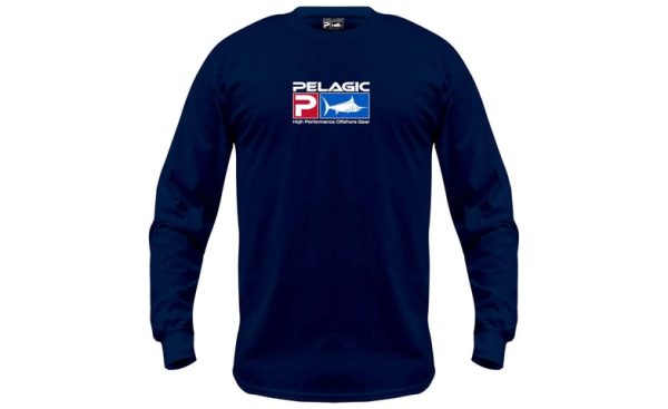 Pelagic Shirt Deluxe Logo Navy - Long Sleeve Tee Hot on Sale