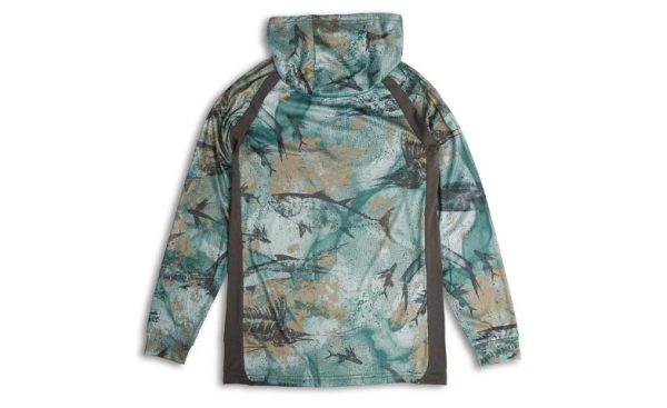 Pelagic Vaportek Youth Hoody Open Seas Camo Army Green on Sale