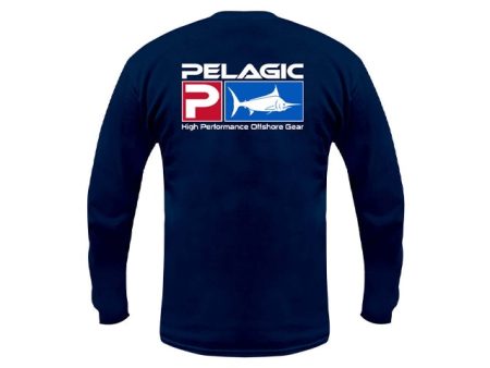 Pelagic Shirt Deluxe Logo Navy - Long Sleeve Tee Hot on Sale